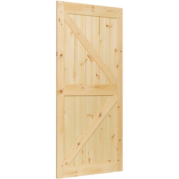 KIBY Paneled Wood Unfinished Barn Door without Installation Hardware